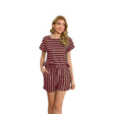 NAMCOVERSE Independent station wish new striped print short-sleeved shorts fashion crew neck T-shirt personalized home clothes casual suit