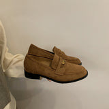 2025 Mori retro brown loafers spring, autumn and winter popular suede deep mouth flat heel single shoes versatile soft-soled ladyshoes