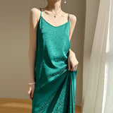 Silk 2024 Spring/Summer Women's New Loose V-neck Jacquard Inner Wear Dress Sexy Socialite Suspender Dress