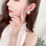2025 New high-end fashion temperament earrings trendy atmosphere niche zircon earrings s925 silver needle snowflake pearl stud earrings