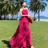 2025 Seaside vacation dress big halter dress high atmosphere photo Muse wear sexy fairy suit skirt
