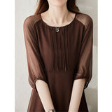 2025 Temperament high-end heavy mulberry silk skirt, thin silk dress  women's new summer medium and long models