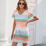 NAMCOVERSE Real spot 2025  crew neck striped printed onesie jumpsuit short sleeve pajamas casual dress