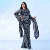 2025 Popular trade Popular,  and the United States fat mm large size women's clothing long-sleeved round neck banquet sequined fishtail evening dress dress