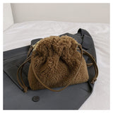 NAMCOVERSE 2025 autumn and winter new granular lamb wool portable bucket bag simple versatile drawstring design lucky bag change bag