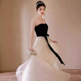 2025 tube top evening dress dress women  new light wedding dress fugitive princess travel photography light luxury niche high-end spring