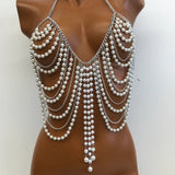 LH4728 2025 luxury pearl beaded breast chain, performance clothing accessories, purely handmade neck body chain