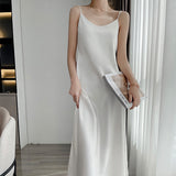 High-Grade Silk Sling Dress Women's Summer Inner Strap Dress Satin Acetate Fashion  Style Temperament Long Dress