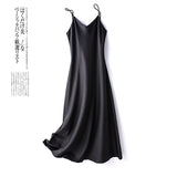 Silk 2024 Summer Women's New V-neck Slim Fit Inner Wear Dress Satin Sexy Socialite Suspender Dress Long Skirt