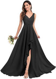 2025 2025 evening dresses fashionable new bridesmaid dresses with split ends long A-shaped pleated chiffon formal dresses