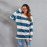 NAMCOVERSE Spring and summer new products   2025 crew neck multi-color striped sweater long-sleeved plush pullover T-shirt casual, women