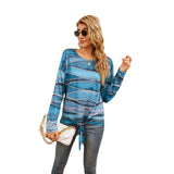 NAMCOVERSE New 2025 new  women's clothing  women's top printed lace-up long-sleeved crew neck sweater women