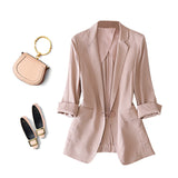 2025 Silk pink small blazer women's  spring new Korean version of casual spring and autumn women's mulberry silk suit