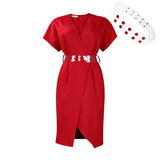 2025 D366 with belt 2025 women's clothing 's new fashion V-neck sexy split-ended dress Popular trade dress