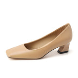 2025 488A square head thick heel single shoes women's 2025 new  light mouth medium heel women's shoes niche professional work shoes