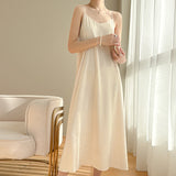 Silk 2024 Spring/Summer Women's New Loose V-neck Jacquard Inner Wear Dress Sexy Socialite Suspender Dress