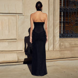 2025 wish hot new sexy fashion high-end slim tube top backless splicing fishtail dress long dress