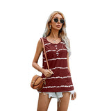 NAMCOVERSE 2025 summer new products  independent station wave stripe printing T-shirt button casual round neck, vest women