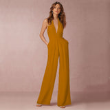 New European and American Women's Clothing Banquet Dress Jumpsuit  Independent Station Popular Sexy Halter Women's Trousers