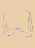 2025 3219  hot-selling fashion flower accessories pearl hand-spliced personalized tassel side pendulum chain waist chain body chain