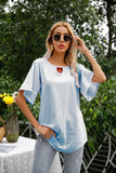 NAMCOVERSE New  new product 2025 trade 2025 Internet celebrities women's round neck lace splicing top, horn sleeve solid color T-shirt, spot