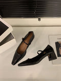2025 high heels retro brown single shoes women's shoes popular new summer Mary Jane black commuter shoes