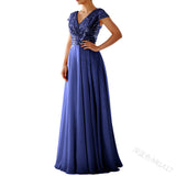 NAMCOVERSE Summer New Foreign Trade Dress Wish  New V-neck Sequins Chiffon Stitching Evening Long Dress