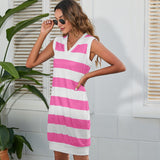 NAMCOVERSE Popular, 2025,  summer striped printed sleeveless V-neck women's clothing, urban casual pullover loose dress