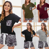 NAMCOVERSE Real new products New Popular trade 2025 wish round neck leopard print sticker pocket top bow casual suit spot