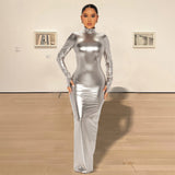 NAMCOVERSE2025 New popular autumn and winter new metallic color sexy backless tight slim dress women's skirt