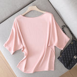 2025 Pink heavy mulberry silk T-shirt, design sense niche short-sleeved shirt women's summer silk top half-sleeved shirt