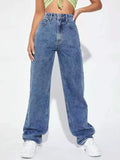 New  New  Women's Clothing European and American Hot Trade Jeans Women's Mop Trousers Wide Leg Pants