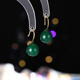 2025 New Chinese style imitation chalcedony jasper ear hook retro high-end earrings popular new temperament white earrings tide