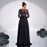 2025 high-end temperament long-sleeved crew neck long sequined banquet pendulum evening dress bridesmaid dress women