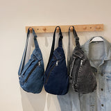 NAMCOVERSE 2025 Denim bag women's spring and summer new fashion sports large-capacity casual breast bag Korean version light messenger bag mobile phone bag