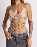 2025 Q5059Y multi-layer chest chain jewel bra beaded bra chain transparent body chain top vest