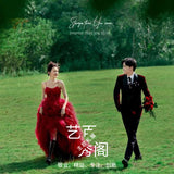 2025Temperament red light wedding dress  travel photography outdoor photo dress studio theme photography clothing wedding dress