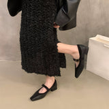 2025 Niche thick heel retro splicing black commuter single shoes women's shoes popular new spring and autumn  Mary Jane shoes