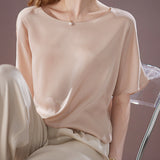 2025 Minimalist shirt mulberry silk shirt, pink silk skirt high-end women's top  summer shirt
