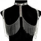 L4748Y 2025 new metal chain fringed chain ring chain splicing acrylic diamond, fashionable neck body chain