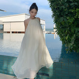 2025 gentle wind super fairy off-the-shoulder neck dress summer Sanya seaside vacation loose and elegant fairy dress