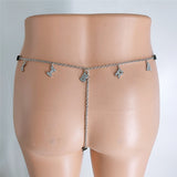 2025 Fb2110  stainless steel twelve constellation rhinestone letter pendant waist chain underwear integrated combination thong chain