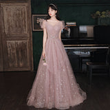 Evening dress women's 2025 new spring and summer banquet elegant temperament atmospheric art test vocal pink long dress