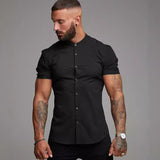 NAMCOVERSE 2025 Lanting short-sleeved stand-up collar solid color shirt