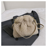 NAMCOVERSE 2025 autumn and winter new granular lamb wool portable bucket bag simple versatile drawstring design lucky bag change bag