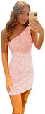 2025 Sequin heavy industry dress popular new 2025 one-shoulder sexy fashion split fashion trend small dress