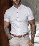 NAMCOVERSE 2025 Lanting short-sleeved stand-up collar solid color shirt