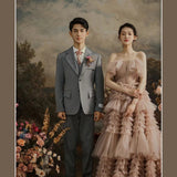 2025Studio haute couture tube top color yarn retro Korean wedding photography clothing couple photo flower photo Mori dress