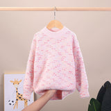 Sweater children's and girls' sweater pullover crew neck autumn and winter thick  new children's knitted sweater bottoming shirt