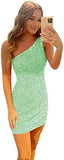 2025 Sequin heavy industry dress popular new 2025 one-shoulder sexy fashion split fashion trend small dress